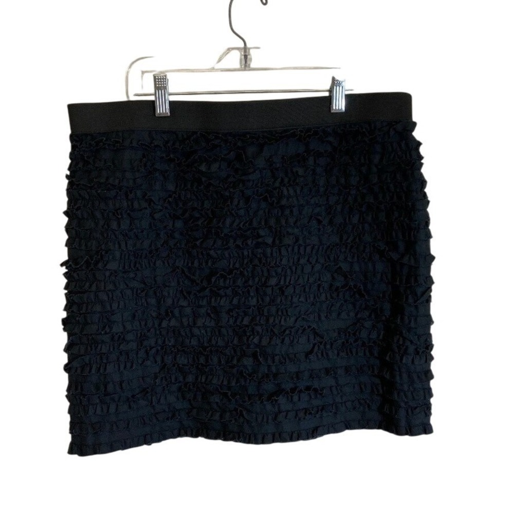 Michael Michael Kors Black Ruffle Tiered Mini Skirt Size 12‎ Cotton Back Zip